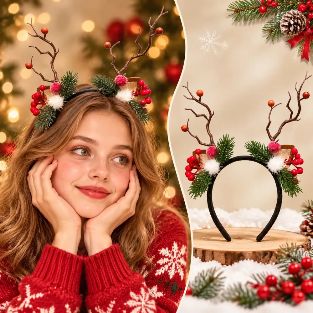 Christmas Reindeer Antler Head - Reindeer Antlers Headband ulasan dan harga