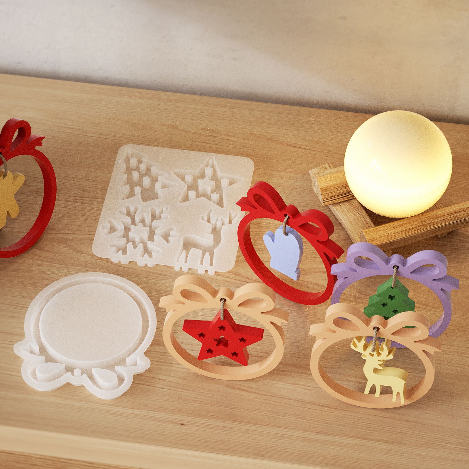 1/3 piece Christmas resin sili - Holiday Candle Set ulasan dan harga