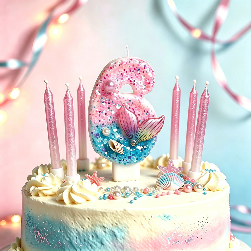 6/7pcs Mermaid Tail Glitter Bi - Holiday Candle Set ulasan dan harga
