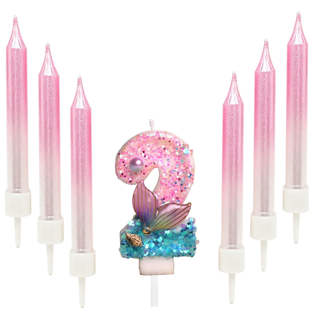 6/7pcs Mermaid Tail Glitter Bi - Holiday Candle Set ulasan dan harga