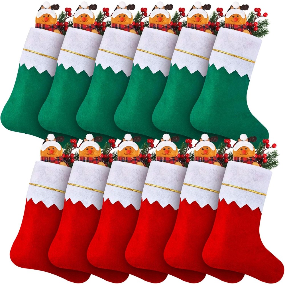 6-30Pcs Red Green Felt Christm - Christmas Stocking Hanging ulasan dan harga