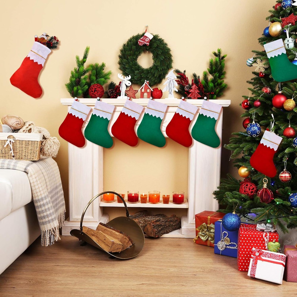 6-30Pcs Red Green Felt Christm - Christmas Stocking Hanging ulasan dan harga
