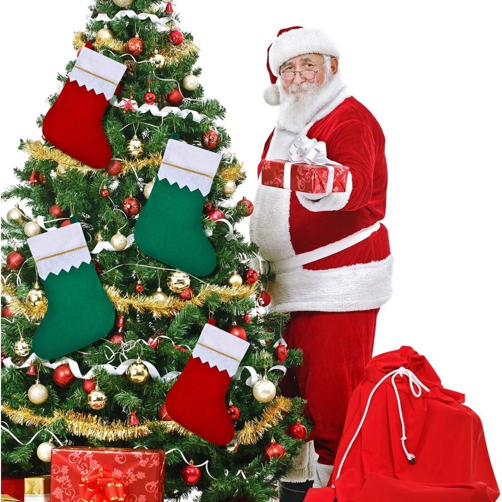 6-30Pcs Red Green Felt Christm - Christmas Stocking Hanging ulasan dan harga