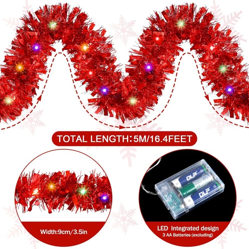 1PC 5M Christmas Tinsel Garlan - Tinsel Garland Decoration ulasan dan harga